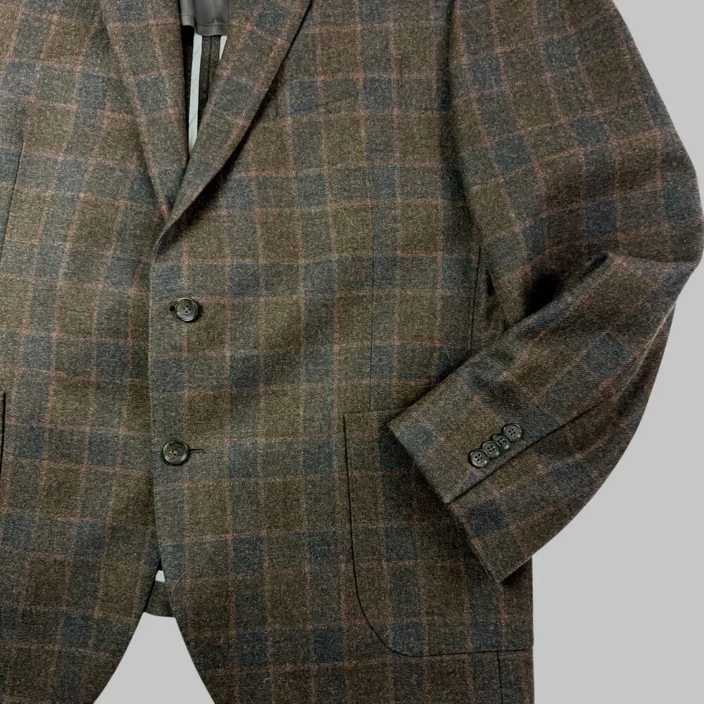 Jos A Bank Reserve Traditional Fit Blazer Jacket 46R Plaid E Thomas Cashmere